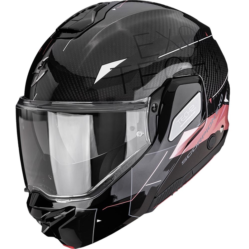 Scorpion EXO-TECH II Carbon Viator flip-up motorhelm zwart-roze