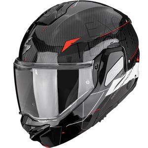 Scorpion EXO-TECH II Carbon Viator flip-up motorhelm zwart-wit-rood