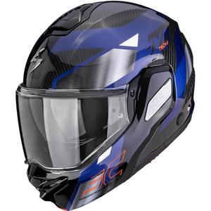 Scorpion EXO-TECH II Carbon Drift flip-up motorhelm zwart-zilver-blauw