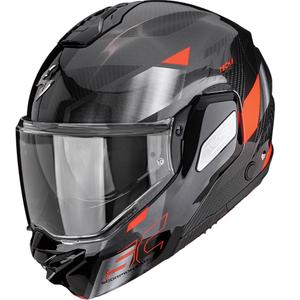 Scorpion EXO-TECH II Carbon Drift flip-up motorhelm zwart-zilver-rood