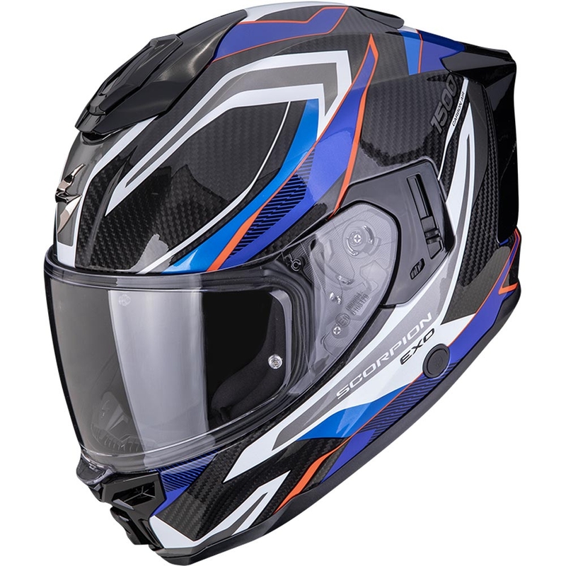 Scorpion EXO-1500 Carbon Air Hydro integraal motorhelm zwart-wit-blauw