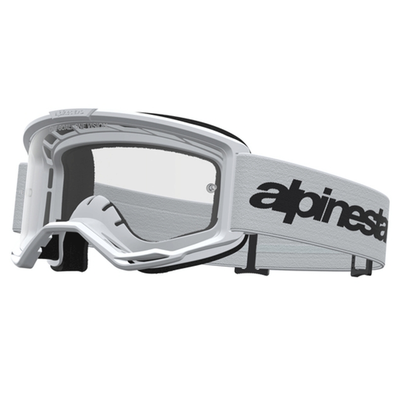 Alpinestars Vision 3 Wordmark motorcrossbril wit-zwart met transparant plexiglas