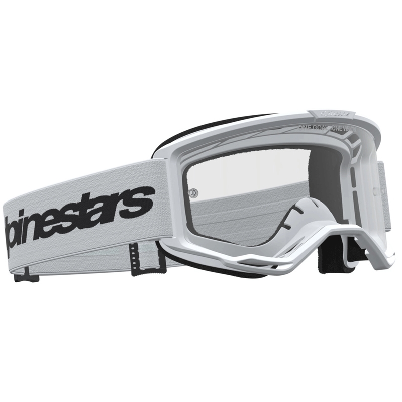 Alpinestars Vision 3 Wordmark motorcrossbril wit-zwart met transparant plexiglas