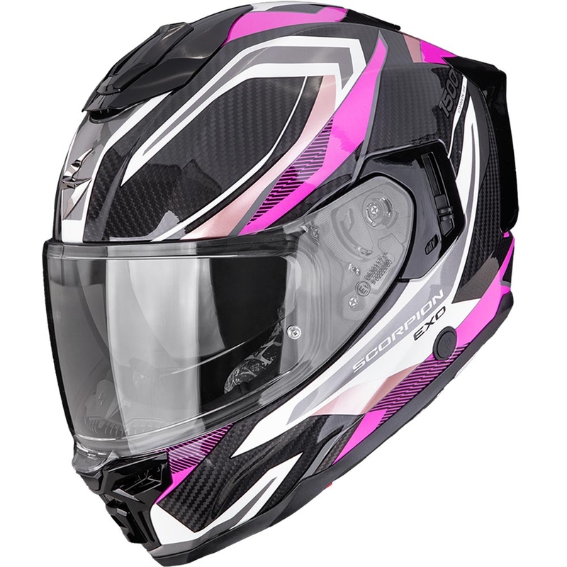 Scorpion EXO-1500 Carbon Air Hydro integraal motorhelm zwart-wit-roze