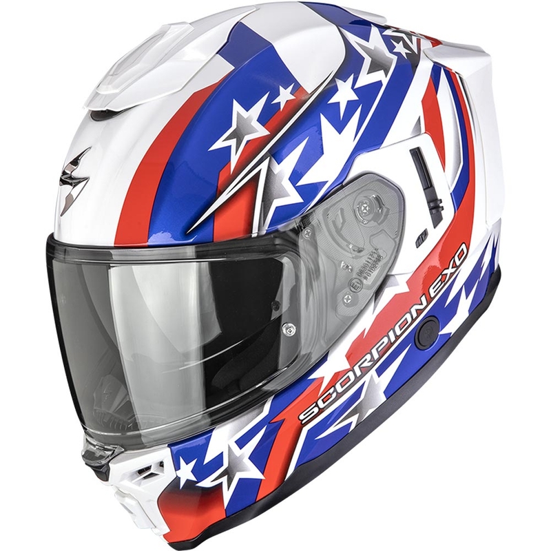 Scorpion EXO-1500 Air Etoile integraalhelm voor motorfietsen, wit-blauw-rood