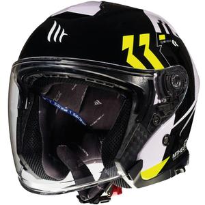 Open Motorhelm MT Thunder 3 SV Venus zwart-wit-fluogeel uitverkoop