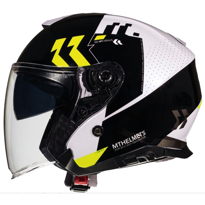Open Motorhelm MT Thunder 3 SV Venus zwart-wit-fluogeel uitverkoop