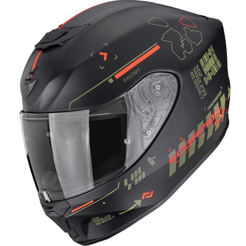 Scorpion EXO-391 Iron integraal motorhelm mat zwart-groen-rood