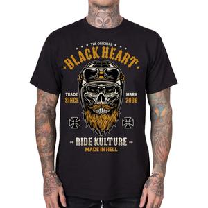 Zwart T-shirt met zwarte accenten en whiskyprint