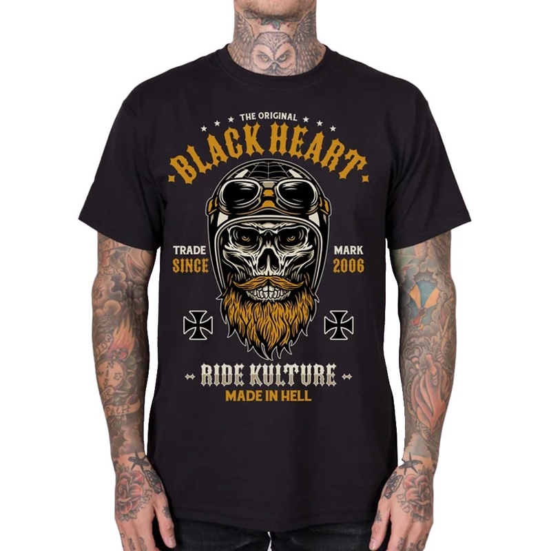 Zwart T-shirt met zwarte accenten en whiskyprint