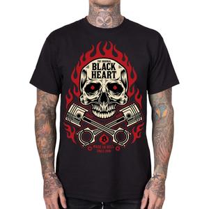 Zwart T-shirt met hart, vlam en doodskop