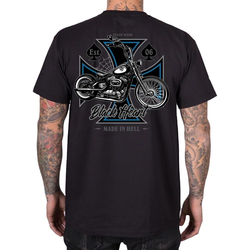 T-shirt Zwart Hart Chopper Kruis zwart