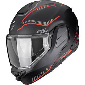 Scorpion EXO-TECH II Dash flip-up motorhelm matzwart-zilver-rood