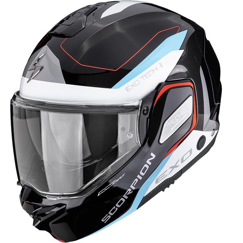 Scorpion EXO-TECH II Passager flip-up motorhelm zwart-wit-blauw