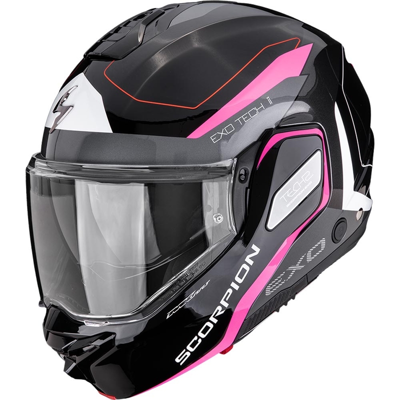 Scorpion EXO-TECH II Passager flip-up motorhelm zwart-zilver-roze