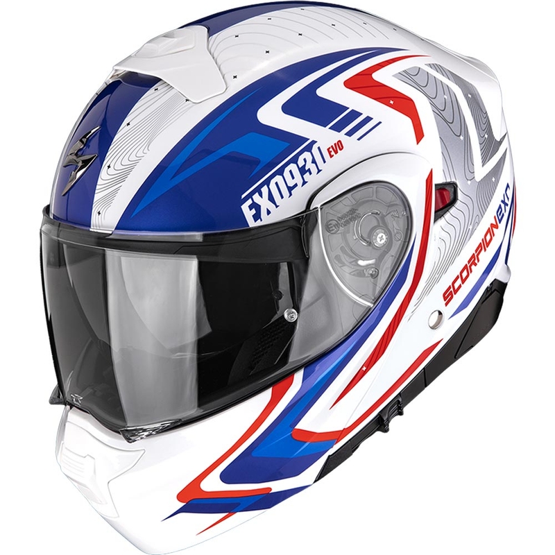 Scorpion EXO-930 EVO Alpha opklapbare motorhelm wit-rood-blauw