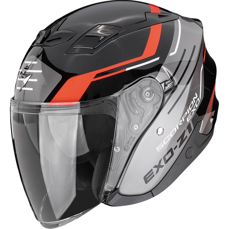 Scorpion EXO-Z1 Prymus open motorhelm zwart-zilver-rood