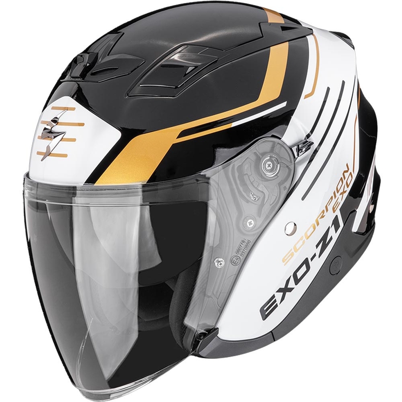 Open motorhelm Scorpion EXO-Z1 Prymus zwart-wit-goud