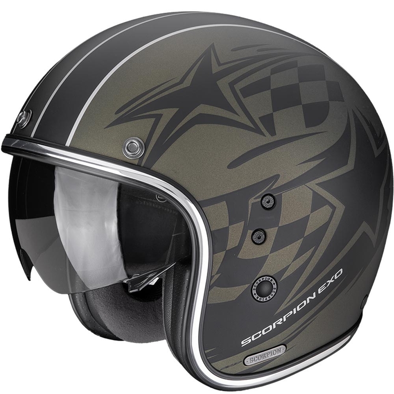 Scorpion Belfast II Flagstone open motorhelm, mat groen-zwart