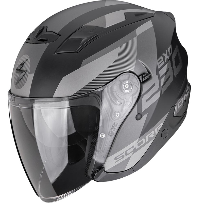 Scorpion EXO-230 Comics open motorhelm, matzwart-zilver