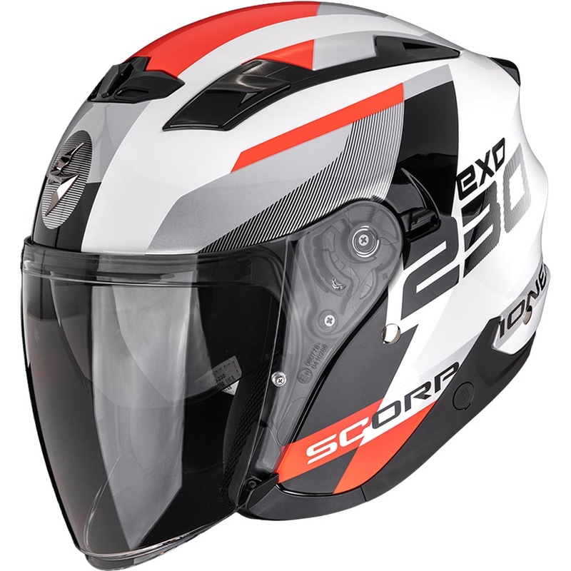 Scorpion EXO-230 Comics open motorhelm wit-rood