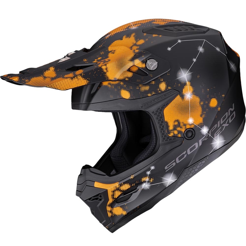 Scorpion SMX-10 Vibe motorcrosshelm mat zwart-oranje