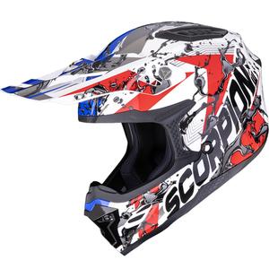 Scorpion SMX-10 benzine crosshelm wit-rood-blauw-oranje