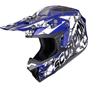 Scorpion SMX-10 benzine crosshelm blauw-wit-zwart