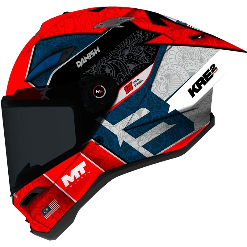 Integraal motorhelm MT KRE 2 PLUS Danish 26 Season B5 rood-blauw