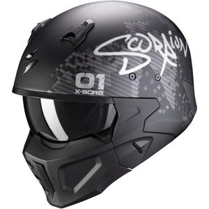 Open helm met masker Scorpion COVERT-X Xborg zwart-zilver