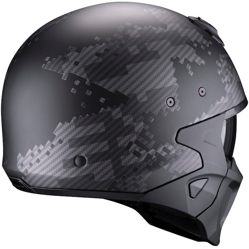 Open helm met masker Scorpion COVERT-X Xborg zwart-zilver