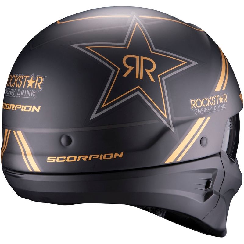 Open helm met masker Scorpion EXO-COMBAT EVO Rockstar zwart-goud