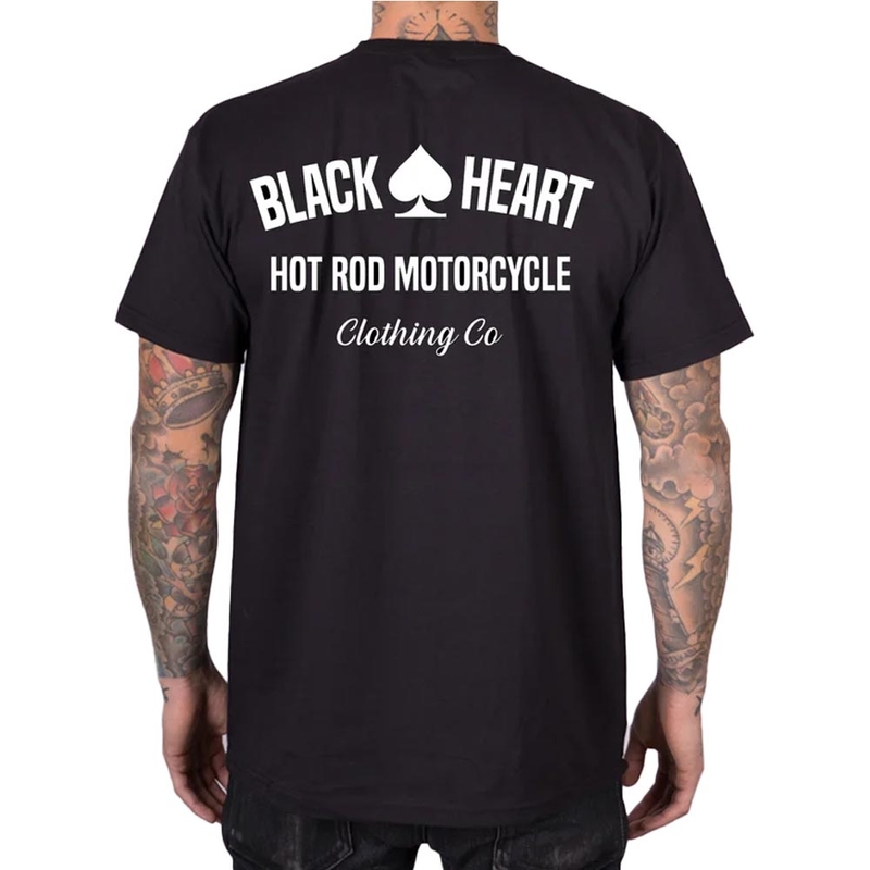 Zwart T-shirt met opdruk 'Black Heart Hot Rod Motorcycle'