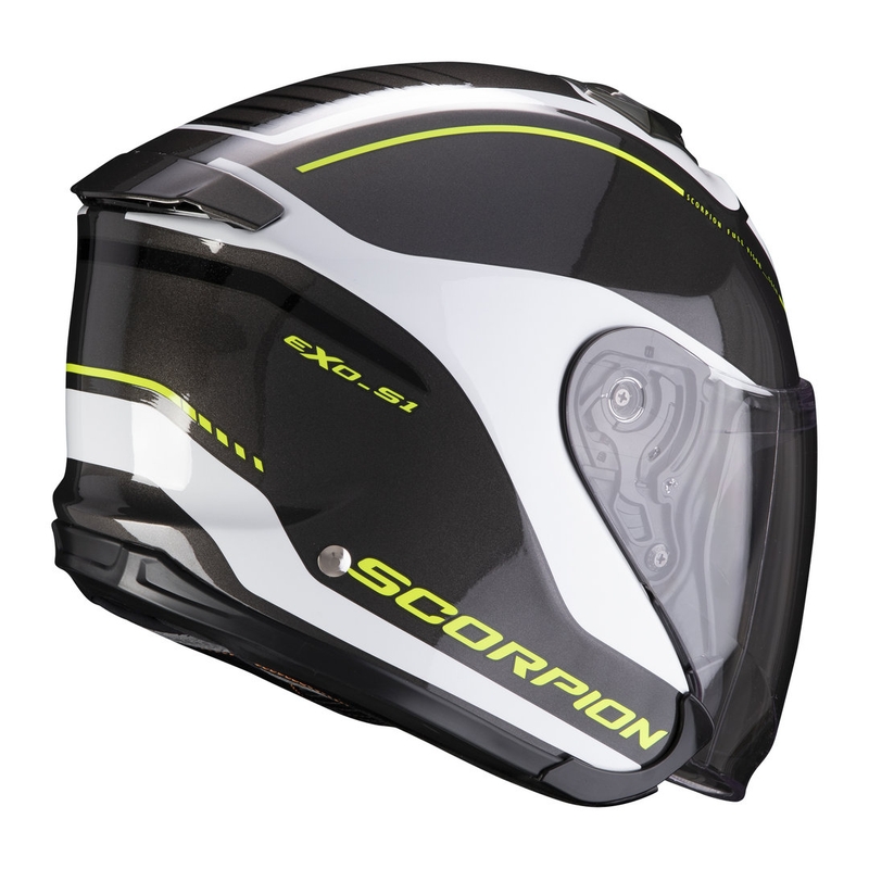 Open helm Scorpion EXO-S1 Shadow zwart-wit-fluogeel