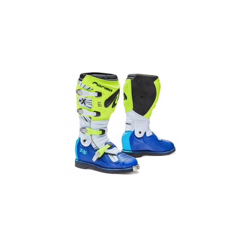 Boty na motorku Forma Terrain TX bílo-modro-fluo žluté