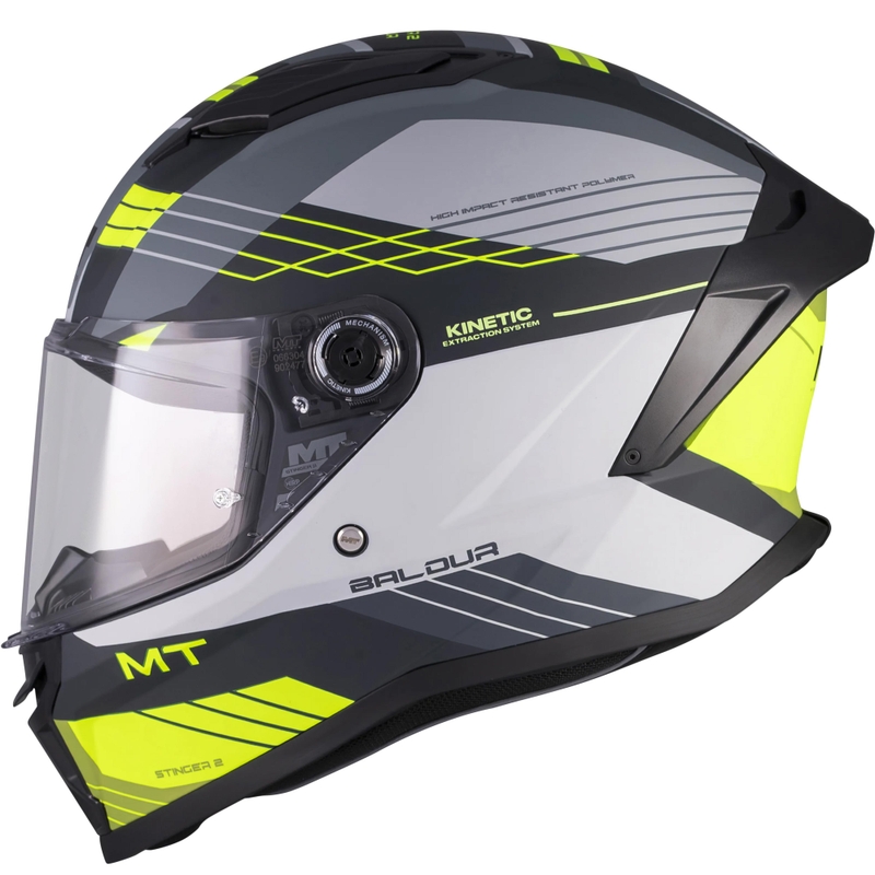 Integraal motorhelm MT Stinger 2 Baldur C3 zwart-grijs-fluo geel
