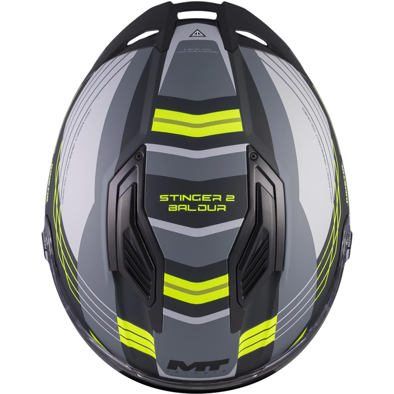 Integraal motorhelm MT Stinger 2 Baldur C3 zwart-grijs-fluo geel