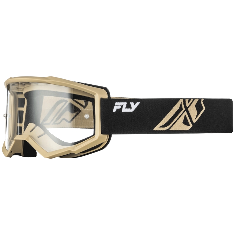 Fly Racing Focus motorcrossbril zwart-khaki met transparant plexiglas