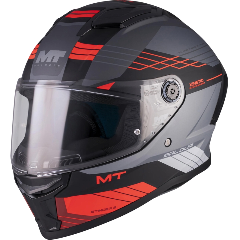 Integraal motorhelm MT Stinger 2 Baldur C15 matzwart-grijs-rood