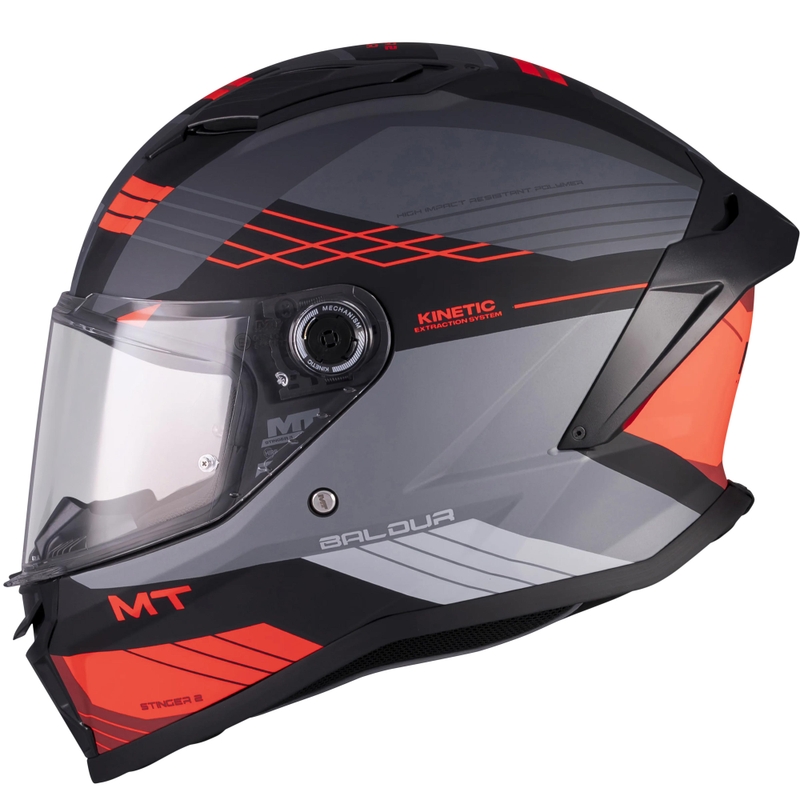 Integraal motorhelm MT Stinger 2 Baldur C15 matzwart-grijs-rood