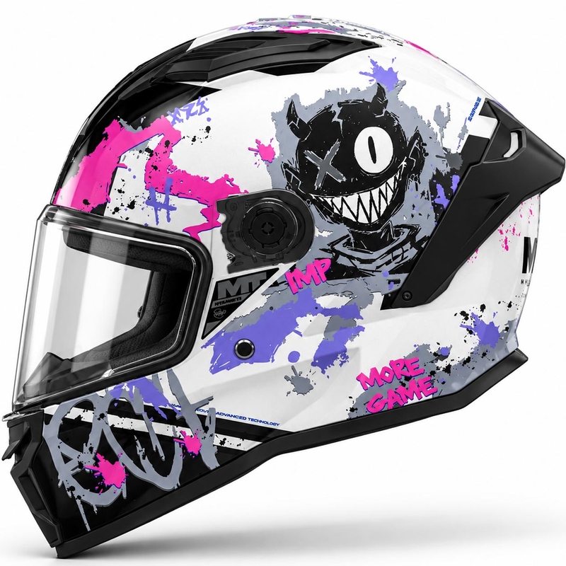 Integraal motorhelm MT Stinger 2 IMP A8 wit-zwart-roze