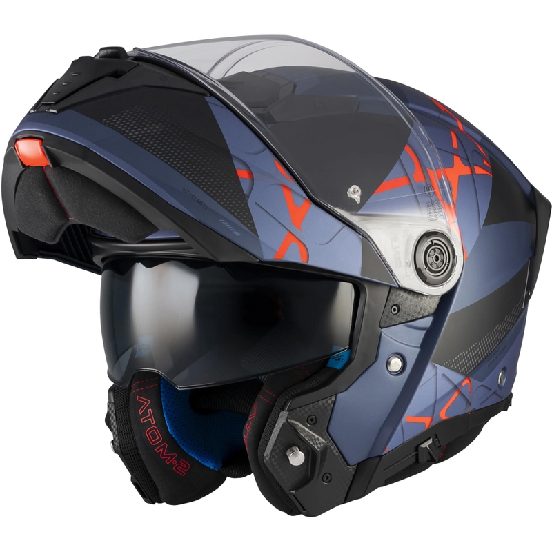 Opklapbare motorhelm MT Atom 2 SV Change C17 matzwart-blauw