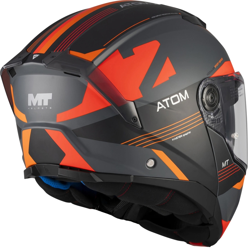Opklapbare motorhelm MT Atom 2 SV Kaster C14 matzwart-grijs-oranje