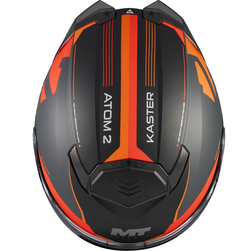 Opklapbare motorhelm MT Atom 2 SV Kaster C14 matzwart-grijs-oranje