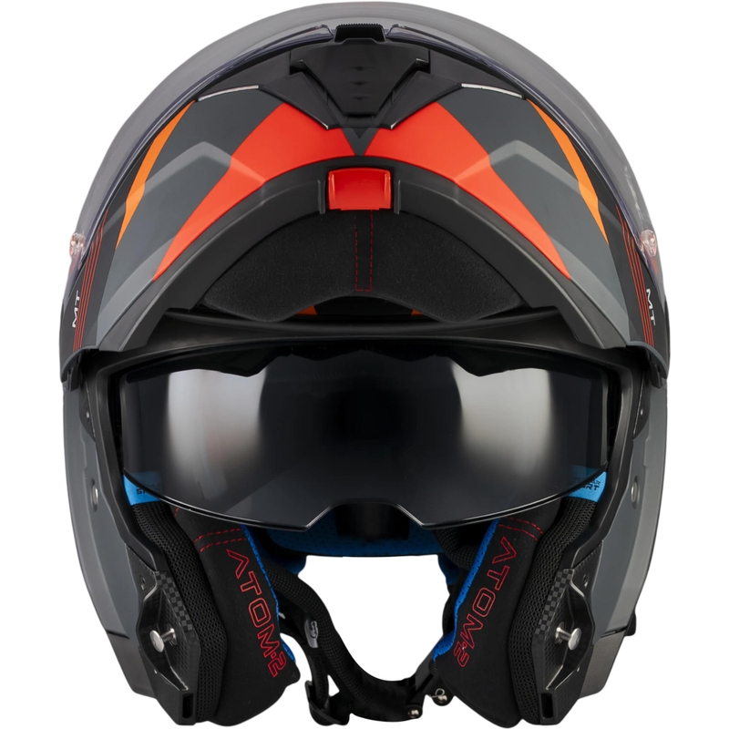 Opklapbare motorhelm MT Atom 2 SV Kaster C14 matzwart-grijs-oranje