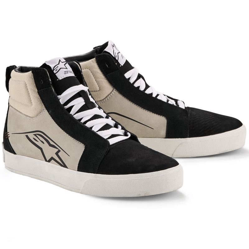 Alpinestars Ride-63 leren motorlaarzen in zwart-lichtgrijs-wit
