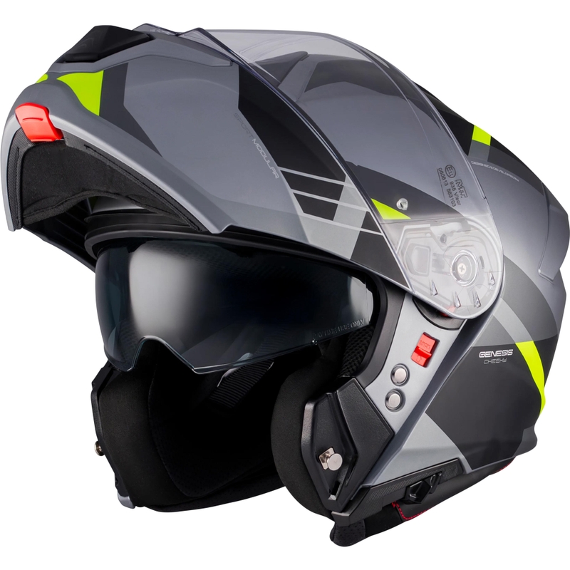 Opklapbare motorhelm MT Genesis R SV Cheeky C3 zwart-grijs-fluo geel