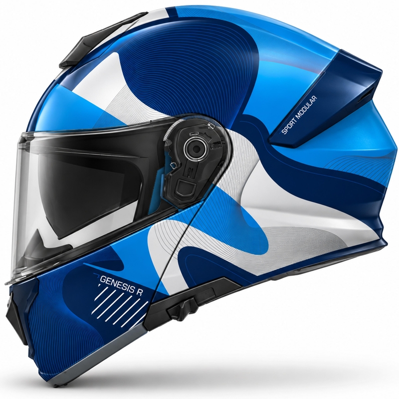Opklapbare motorhelm MT Genesis R SV Lancer C7 matblauw-grijs