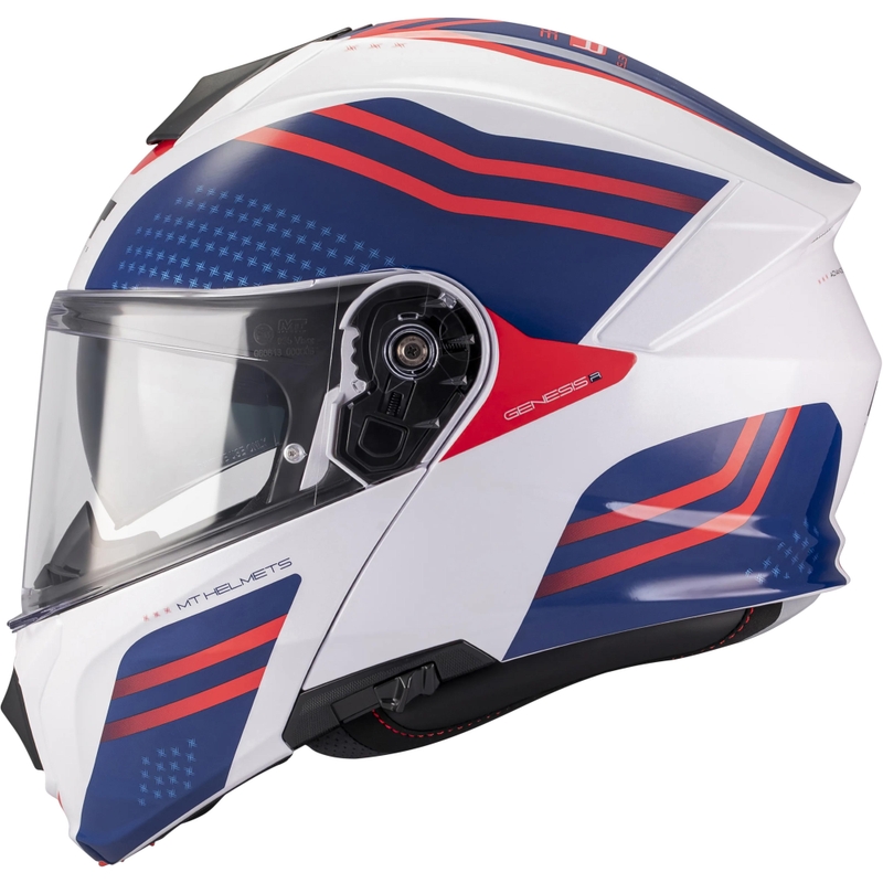 Opklapbare motorhelm MT Genesis R SV Vibe A7 wit-blauw-rood