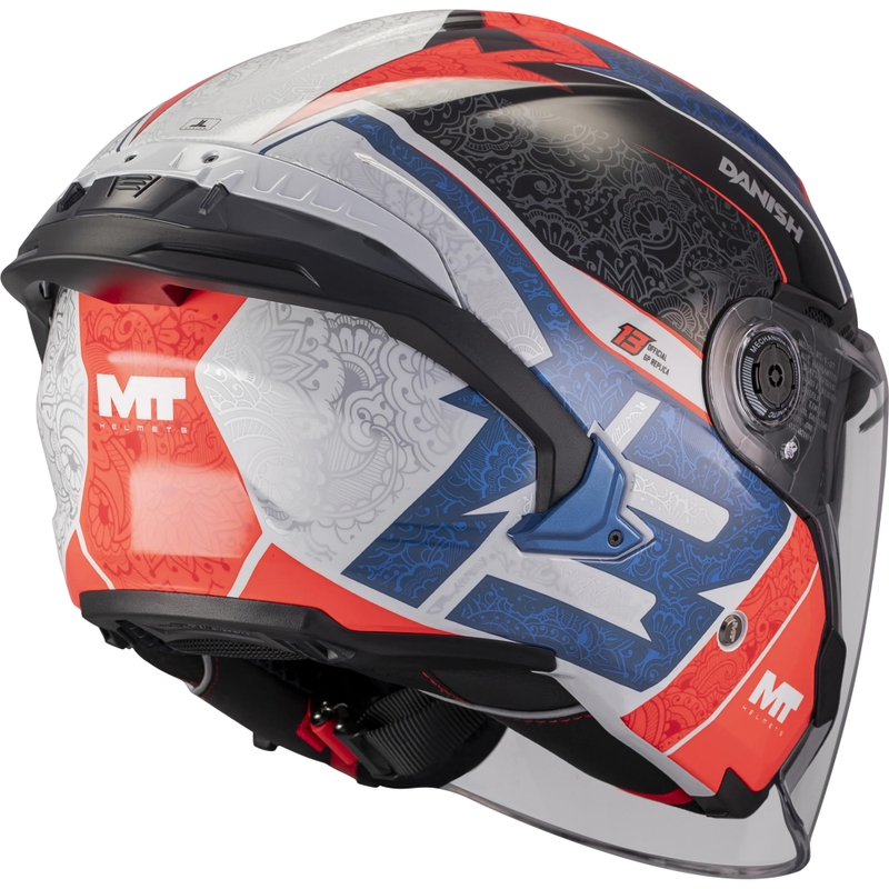 Open motorhelm MT Cosmo SV Danish 26 Season C5 blauw-rood-wit-zwart